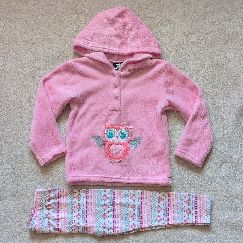 Girls 3T Fuzzy Owl Hoodie Set